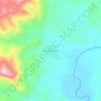 Mapa topográfico Guacamayas, altitud, relieve