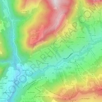 Mapa topográfico La Fougère, altitud, relieve