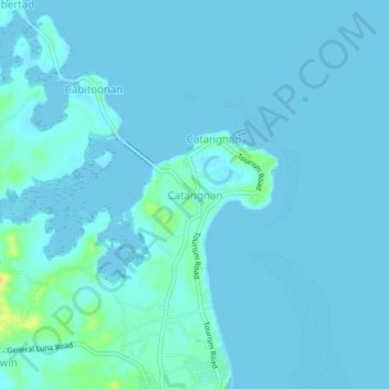 Mapa topográfico Catangnan, altitud, relieve