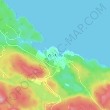 Mapa topográfico Van Anda, altitud, relieve