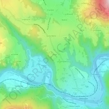 Mapa topográfico Orcier, altitud, relieve