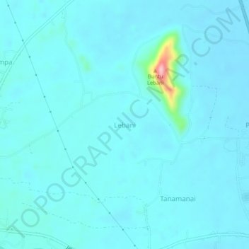 Mapa topográfico Lebani, altitud, relieve