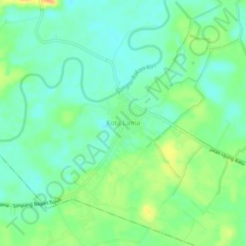Mapa topográfico Kota Lama, altitud, relieve