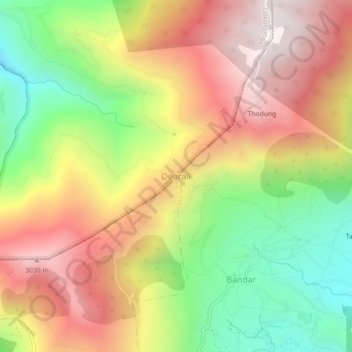 Mapa topográfico Deurali, altitud, relieve