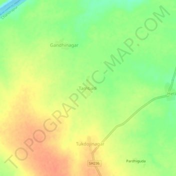 Mapa topográfico Tambadi, altitud, relieve