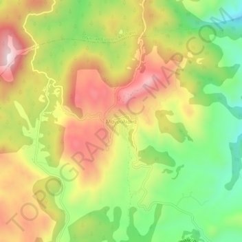 Mapa topográfico Magouliana, altitud, relieve