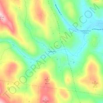 Mapa topográfico Fieldsville, altitud, relieve