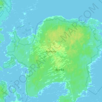 Mapa topográfico Björköby, altitud, relieve