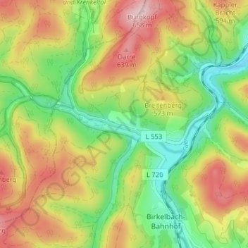 Mapa topográfico Röspe, altitud, relieve