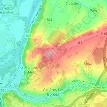 Mapa topográfico Grimont, altitud, relieve