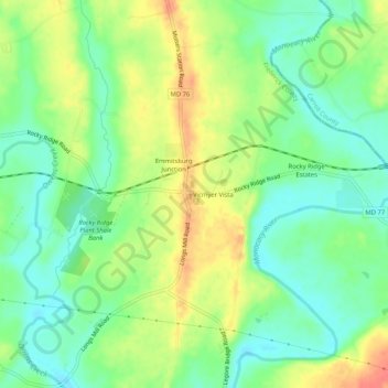 Mapa topográfico Rocky Ridge, altitud, relieve
