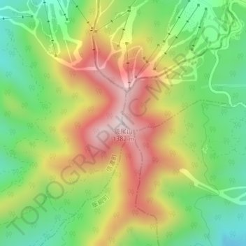 Mapa topográfico Madarao Yama, altitud, relieve