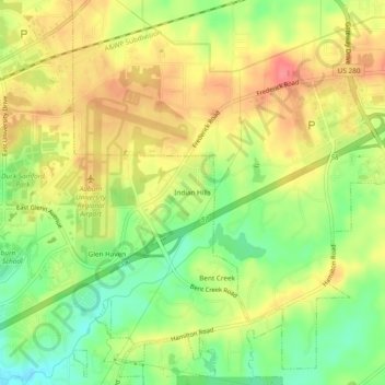 Mapa topográfico Indian Hills, altitud, relieve