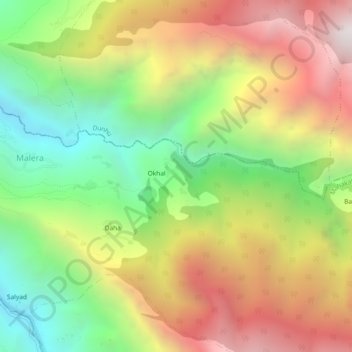 Mapa topográfico Kot, altitud, relieve