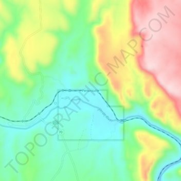Mapa topográfico Perkinsville, altitud, relieve