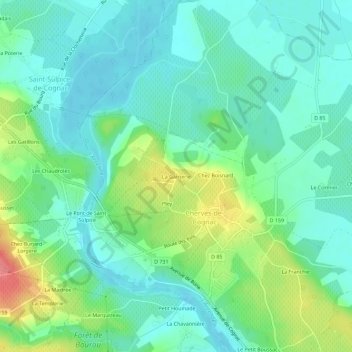 Mapa topográfico La Garnerie, altitud, relieve
