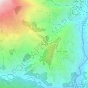 Mapa topográfico Satdobato, altitud, relieve