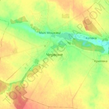 Mapa topográfico Chervone, altitud, relieve