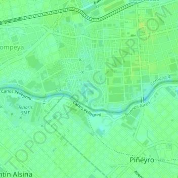 Mapa topográfico Meandro de Brian, altitud, relieve
