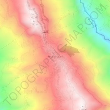 Mapa topográfico Loktantrik Chok, altitud, relieve