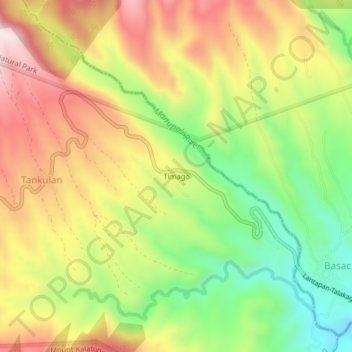 Mapa topográfico Timago, altitud, relieve