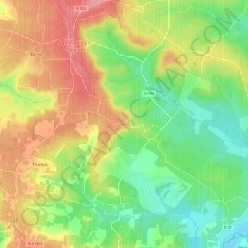 Mapa topográfico Gardegan, altitud, relieve