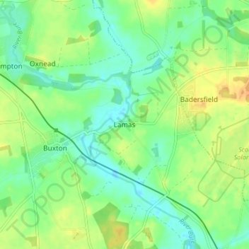 Mapa topográfico Lamas, altitud, relieve