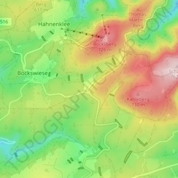 Mapa topográfico Kreuzeck, altitud, relieve