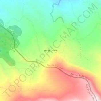 Mapa topográfico Monte De Luz, altitud, relieve