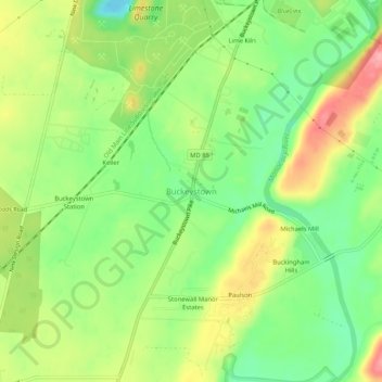 Mapa topográfico Buckeystown, altitud, relieve
