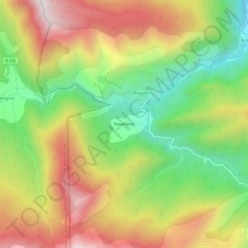 Mapa topográfico Rouainette, altitud, relieve