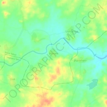 Mapa topográfico Bhewri, altitud, relieve
