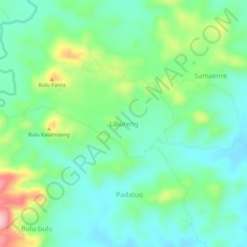 Mapa topográfico Libureng, altitud, relieve