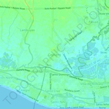 Mapa topográfico Cagbang, altitud, relieve