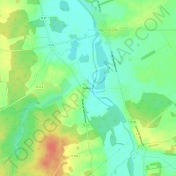 Mapa topográfico Fublaine, altitud, relieve