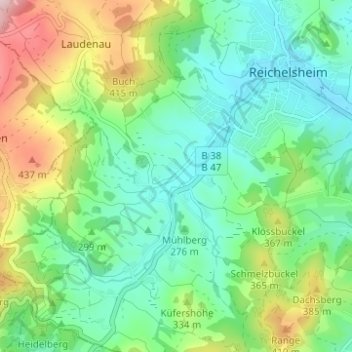 Mapa topográfico Klein-Gumpen, altitud, relieve
