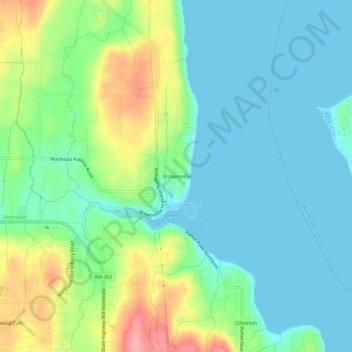 Mapa topográfico Brownsville, altitud, relieve