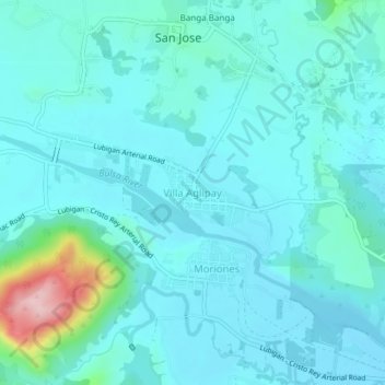 Mapa topográfico Villa Aglipay, altitud, relieve