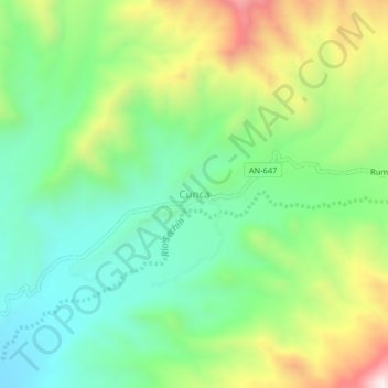 Mapa topográfico Cunca, altitud, relieve