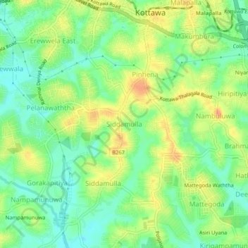 Mapa topográfico Siddamulla, altitud, relieve