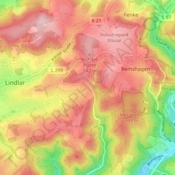 Mapa topográfico Eichholz, altitud, relieve