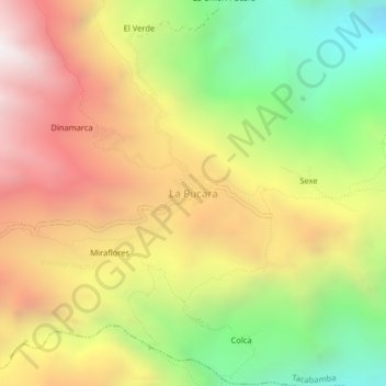 Mapa topográfico La Pucara, altitud, relieve