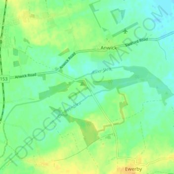 Mapa topográfico Haverholme, altitud, relieve