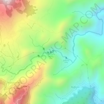 Mapa topográfico Malingin Falls, altitud, relieve