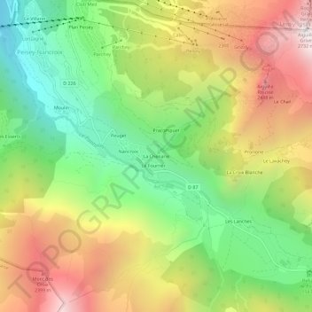 Mapa topográfico La Chenarie, altitud, relieve