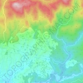 Mapa topográfico Akdam, altitud, relieve
