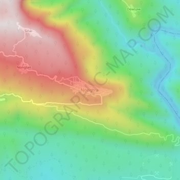 Mapa topográfico Nongtrai, altitud, relieve