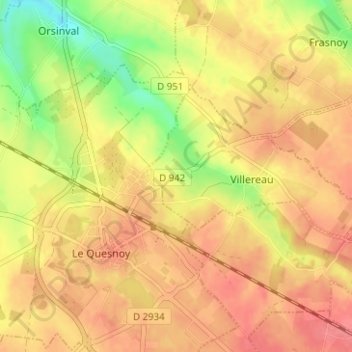 Mapa topográfico Ramponeau, altitud, relieve