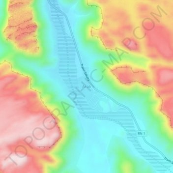 Mapa topográfico Arak, altitud, relieve