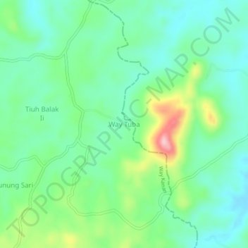 Mapa topográfico Way Tuba, altitud, relieve